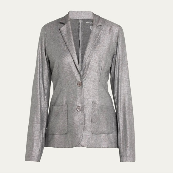 MAJESTIC FILATURES Soft Touch Metallic Two-Button Blazer - Picture 3 of 5